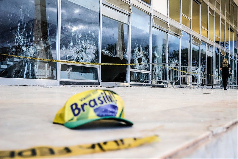 Edifício sede do Supremo Tribunal Federal (STF), após os atos de vandalismo de 8 de janeiro
