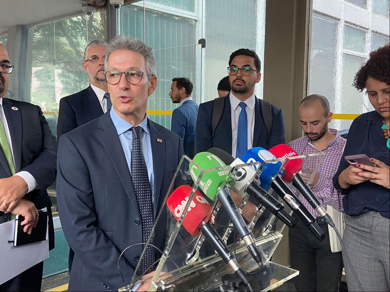 Governador de Minas Gerais, Romeu Zema (Novo), em coletiva de imprensa na Ministério da Fazenda