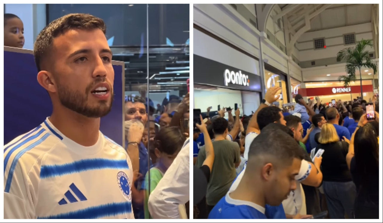Volante Matheus Henrique marcou presença em lançamento de loja oficial do Cruzeiro em Governador Valadares