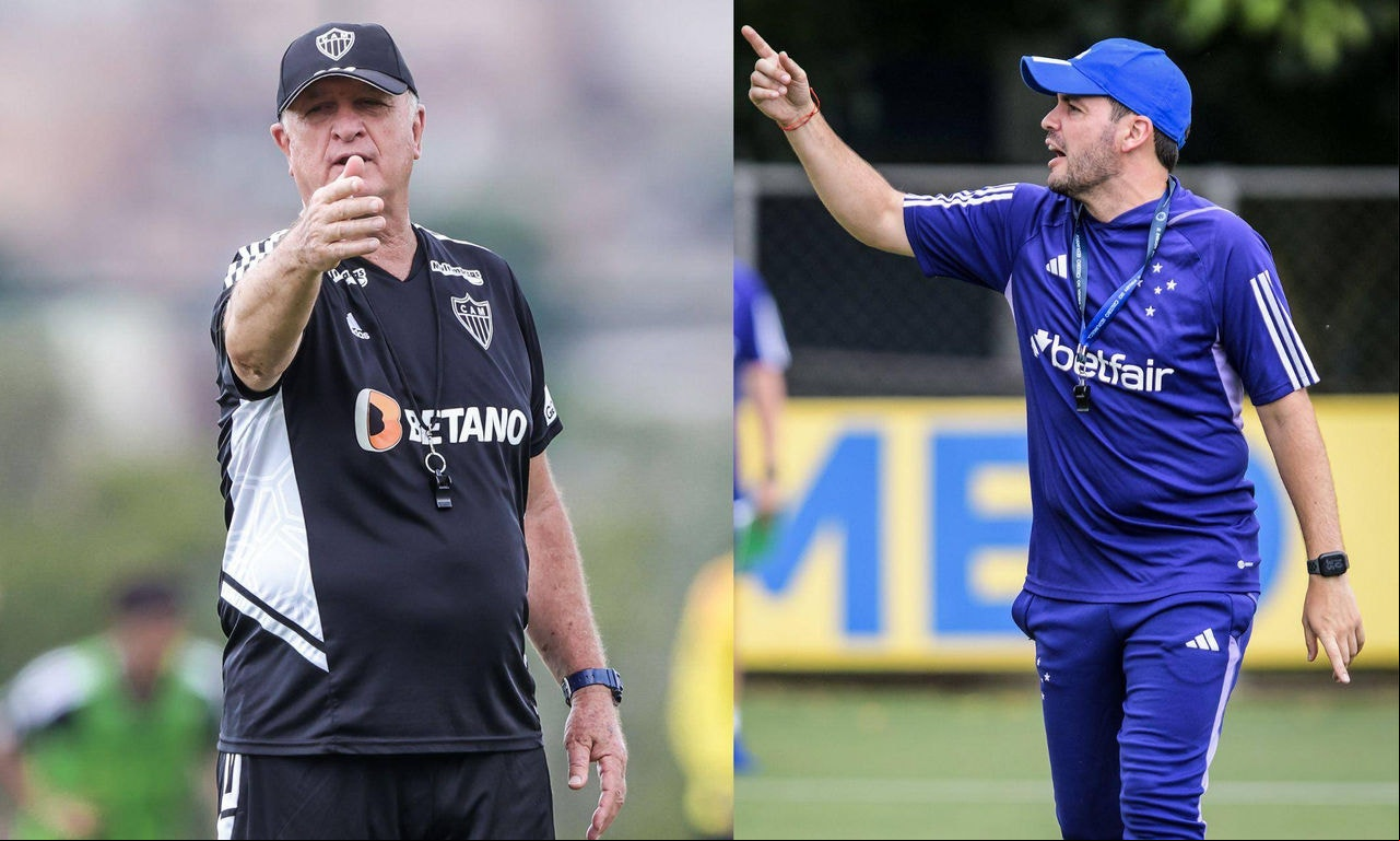 Técnicos Luiz Felipe Scolari, do Atlético, e Nicolás Larcamón, do Cruzeiro, irão se enfrentar